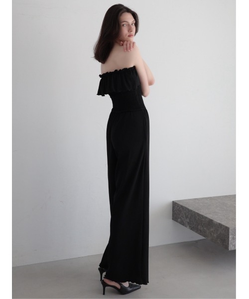 【極美品】siiilon シーロン オールインワン 24AW シルク 特注 黒 frill maxi jumpsuit（つなぎ/オールインワン）｜celon（セロン）の
