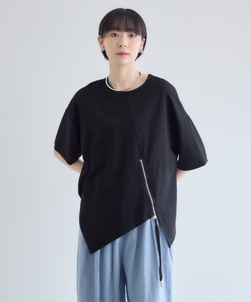 Paradise Picnic(パラダイスピクニック)の「アシメZIP使いプルオーバー(Tシャツ/カットソー・レディース・グレー/ホワイト/ブラック・FREE)」の7枚目の写真