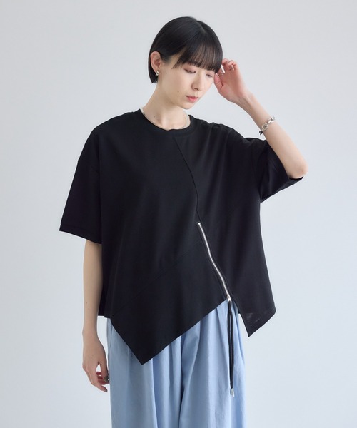 Paradise Picnic(パラダイスピクニック)の「アシメZIP使いプルオーバー(Tシャツ/カットソー・レディース・グレー/ホワイト/ブラック・FREE)」の8枚目の写真