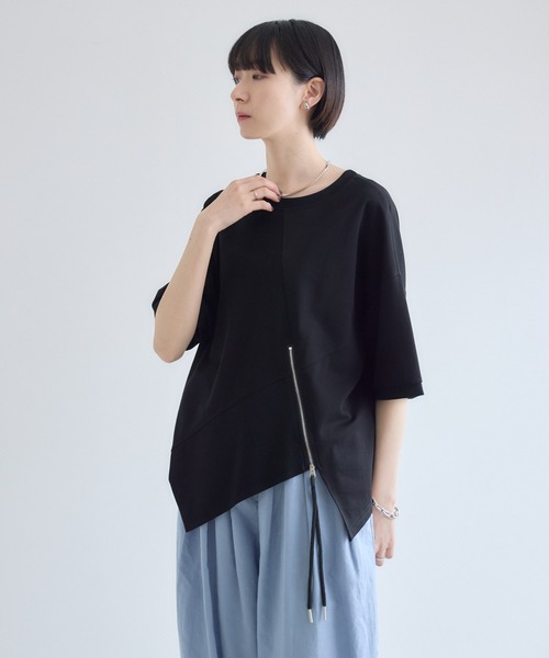 Paradise Picnic(パラダイスピクニック)の「アシメZIP使いプルオーバー(Tシャツ/カットソー・レディース・グレー/ホワイト/ブラック・FREE)」の9枚目の写真