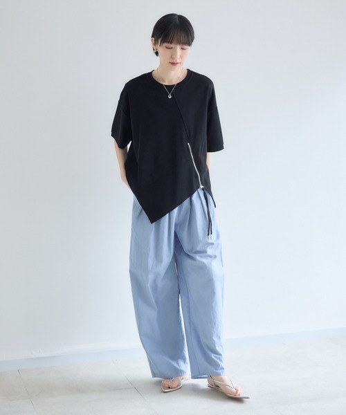 Paradise Picnic(パラダイスピクニック)の「アシメZIP使いプルオーバー(Tシャツ/カットソー・レディース・グレー/ホワイト/ブラック・FREE)」の11枚目の写真