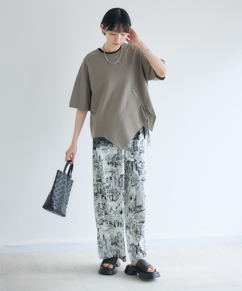 Paradise Picnic(パラダイスピクニック)の「アシメZIP使いプルオーバー(Tシャツ/カットソー・レディース・グレー/ホワイト/ブラック・FREE)」の18枚目の写真