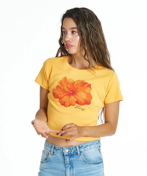 ROXY/ロキシー 半袖 Tシャツ 花 ハイビスカス ショート丈 ENCOUNTER