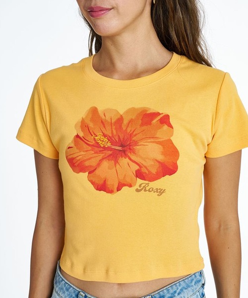 ROXY(ロキシー)の「ROXY/ロキシー 半袖 Tシャツ 花 ハイビスカス ショート丈 ENCOUNTER RST262032(Tシャツ/カットソー・レディース・オレンジ/ホワイト系その他/ホワイト・M/L)」の14枚目の写真