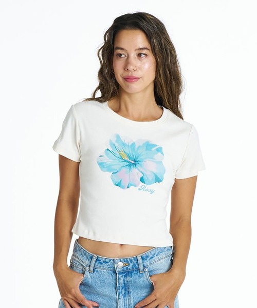 ROXY(ロキシー)の「ROXY/ロキシー 半袖 Tシャツ 花 ハイビスカス ショート丈 ENCOUNTER RST262032(Tシャツ/カットソー・レディース・オレンジ/ホワイト系その他/ホワイト・M/L)」の9枚目の写真