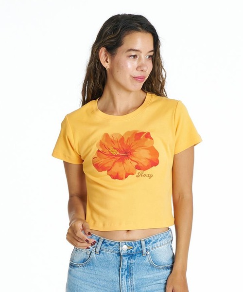 ROXY(ロキシー)の「ROXY/ロキシー 半袖 Tシャツ 花 ハイビスカス ショート丈 ENCOUNTER RST262032(Tシャツ/カットソー・レディース・オレンジ/ホワイト系その他/ホワイト・M/L)」の12枚目の写真