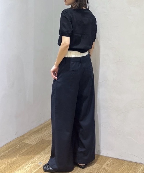 STYLEMIXER(スタイルミキサー)の「レイヤードローウエストパンツ(スラックス・レディース・オレンジ/ネイビー/グレー・SMALL/MEDIUM)」の13枚目の写真