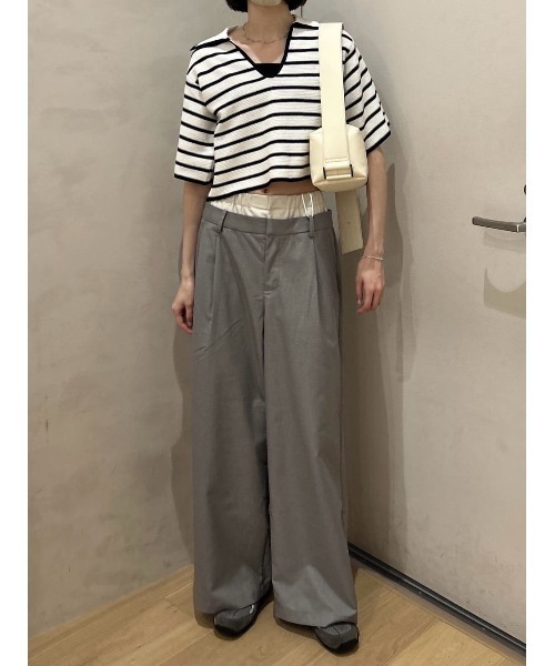 STYLEMIXER(スタイルミキサー)の「レイヤードローウエストパンツ(スラックス・レディース・オレンジ/ネイビー/グレー・SMALL/MEDIUM)」の7枚目の写真