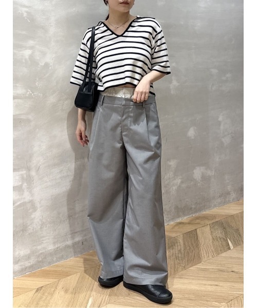 STYLEMIXER(スタイルミキサー)の「レイヤードローウエストパンツ(スラックス・レディース・オレンジ/ネイビー/グレー・SMALL/MEDIUM)」の5枚目の写真