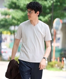 【イージーケア/洗濯機で洗える】キカジャカードVネックスマートTシャツ