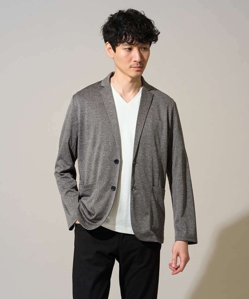 a.v.v（アーヴェヴェ）の「【イージーケア/洗濯機で洗える】キカジャカードＶネックスマートＴシャツ（Tシャツ/カットソー・メンズ・ホワイト/ライトグレー/ネイビー・46/50/48）」の14枚目の写真