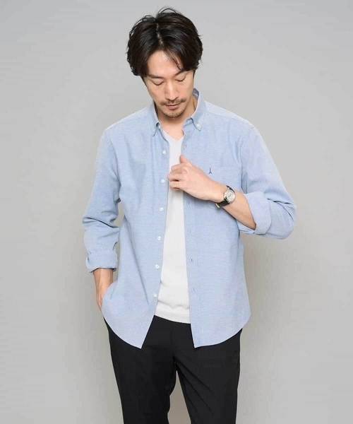 a.v.v（アーヴェヴェ）の「【イージーケア/洗濯機で洗える】キカジャカードＶネックスマートＴシャツ（Tシャツ/カットソー・メンズ・ホワイト/ライトグレー/ネイビー・46/50/48）」の9枚目の写真