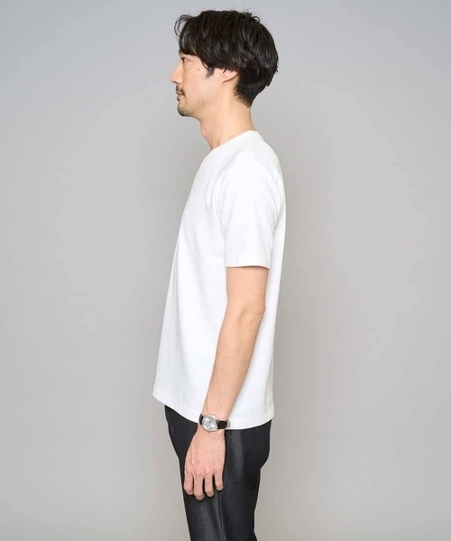 a.v.v（アーヴェヴェ）の「【イージーケア/洗濯機で洗える】キカジャカードＶネックスマートＴシャツ（Tシャツ/カットソー・メンズ・ホワイト/ライトグレー/ネイビー・46/50/48）」の7枚目の写真