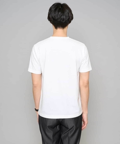 a.v.v（アーヴェヴェ）の「【イージーケア/洗濯機で洗える】キカジャカードＶネックスマートＴシャツ（Tシャツ/カットソー・メンズ・ホワイト/ライトグレー/ネイビー・46/50/48）」の6枚目の写真