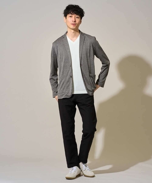 a.v.v（アーヴェヴェ）の「【イージーケア/洗濯機で洗える】キカジャカードＶネックスマートＴシャツ（Tシャツ/カットソー・メンズ・ホワイト/ライトグレー/ネイビー・46/50/48）」の21枚目の写真
