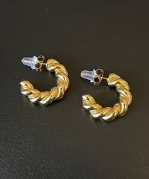 ツイストデザイン フープピアス ステンレス 2個SET