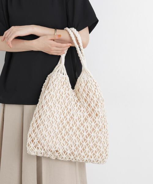 NANO universe(ナノユニバース)の「マクラメトートバッグ(トートバッグ・レディース・レッド系その他3/グレー/アイボリー/ブラック・F)」の8枚目の写真