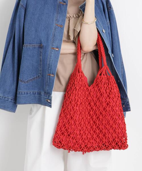 NANO universe(ナノユニバース)の「マクラメトートバッグ(トートバッグ・レディース・レッド系その他3/グレー/アイボリー/ブラック・F)」の12枚目の写真