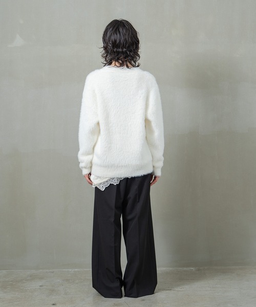 INOIE（イノイエ）の「[INOIE］シャギーVネックニットプルオーバー（ニット/セーター・レディース・アイボリー/イエロー・MEDIUM/SMALL）」の7枚目の写真