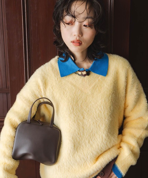 INOIE（イノイエ）の「[INOIE］シャギーVネックニットプルオーバー（ニット/セーター・レディース・アイボリー/イエロー・MEDIUM/SMALL）」の10枚目の写真