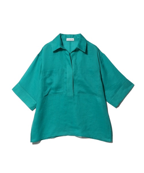 ESTNATION（エストネーション）の「ESTNATION / ビッグポケットスキッパーブラウス（シャツ/ブラウス・レディース・ブラック/ターコイズブルー/オレンジ・FREE）」の3枚目の写真