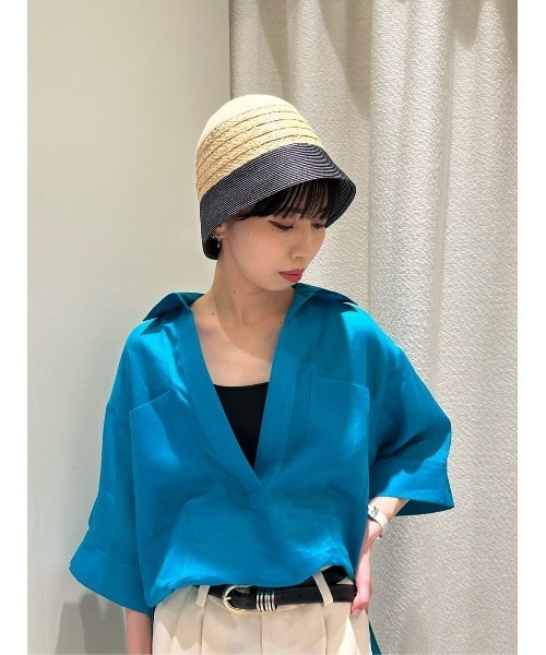 ESTNATION（エストネーション）の「ESTNATION / ビッグポケットスキッパーブラウス（シャツ/ブラウス・レディース・ブラック/ターコイズブルー/オレンジ・FREE）」の10枚目の写真
