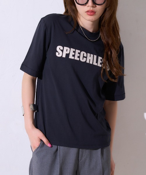サイロコットン ロゴプリント5分袖Tシャツ