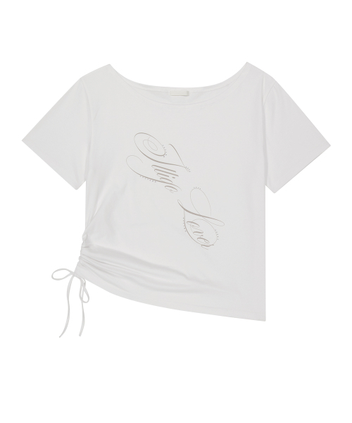 ILLIGO(イリゴ)の「リボンストリングオフショルダーTシャツホワイト(Tシャツ/カットソー・レディース・その他・OS)」の4枚目の写真