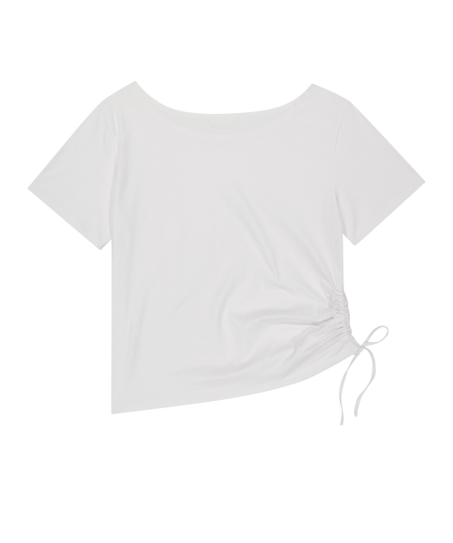 ILLIGO(イリゴ)の「リボンストリングオフショルダーTシャツホワイト(Tシャツ/カットソー・レディース・その他・OS)」の5枚目の写真