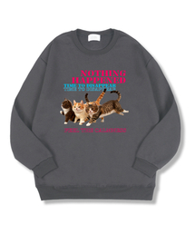 フレンドキャット オーバーサイズ 特殊裏毛 スウェット Tシャツ ダークグレー