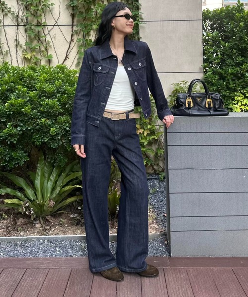 FAVORITO(ファヴォリート)の「ショートジャケットデニムパンツセットアップ(セットアップ・レディース・ダークブルー・L/M/S)」の18枚目の写真