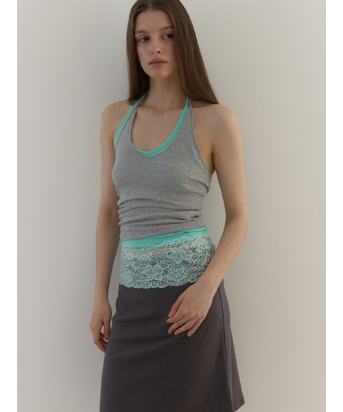 ASURA（アスラ）の「CURVE HALTER SLEEVELESS (MELANGE GREY)（Tシャツ/カットソー・レディース・その他・OS）」の6枚目の写真