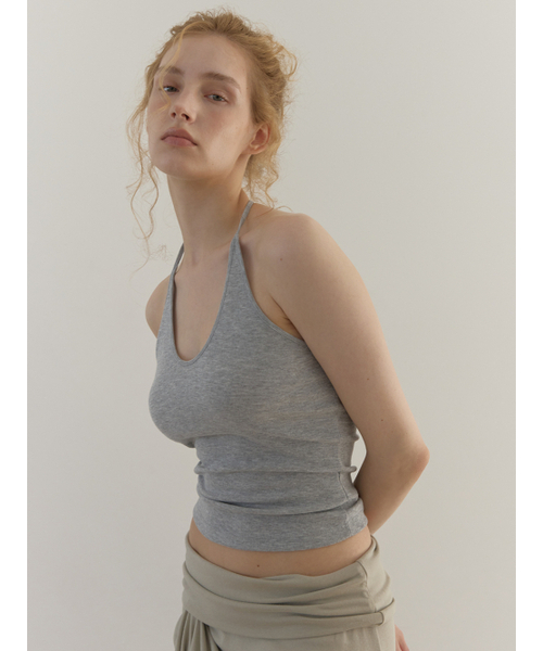 ASURA（アスラ）の「CURVE HALTER SLEEVELESS (MELANGE GREY)（Tシャツ/カットソー・レディース・その他・OS）」の5枚目の写真