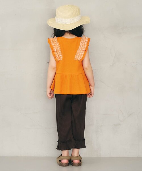 apres les cours(アプレレクール)の「【WEB限定】ワッフルフリルチュールトップス(Tシャツ/カットソー・キッズ・ブラック/アイボリー/サックスブルー/ローズ/オレンジ・80/90/100/110/120/130/140)」の7枚目の写真