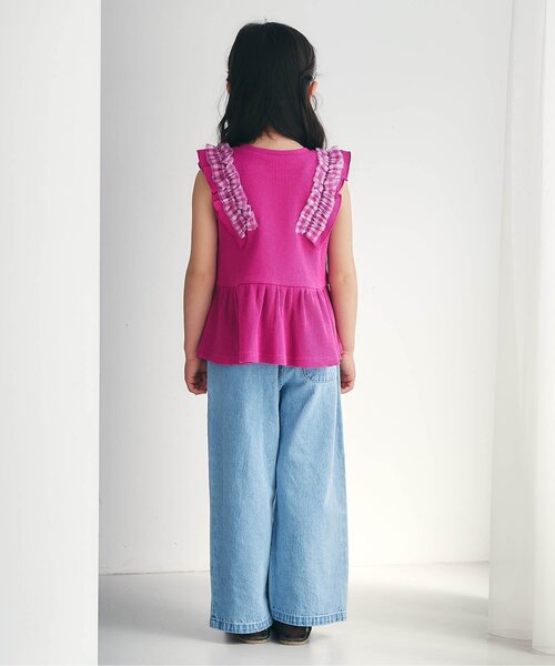 apres les cours(アプレレクール)の「【WEB限定】ワッフルフリルチュールトップス(Tシャツ/カットソー・キッズ・ブラック/アイボリー/サックスブルー/ローズ/オレンジ・80/90/100/110/120/130/140)」の9枚目の写真