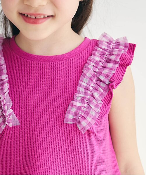 apres les cours(アプレレクール)の「【WEB限定】ワッフルフリルチュールトップス(Tシャツ/カットソー・キッズ・ブラック/アイボリー/サックスブルー/ローズ/オレンジ・80/90/100/110/120/130/140)」の10枚目の写真