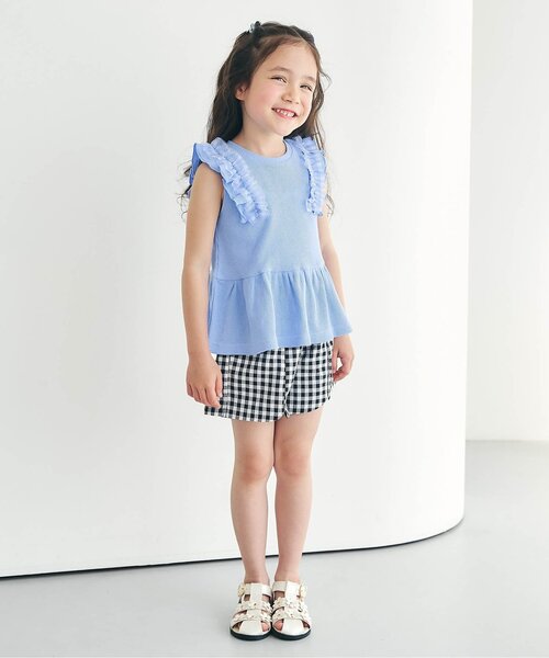 apres les cours(アプレレクール)の「【WEB限定】ワッフルフリルチュールトップス(Tシャツ/カットソー・キッズ・ブラック/アイボリー/サックスブルー/ローズ/オレンジ・80/90/100/110/120/130/140)」の11枚目の写真