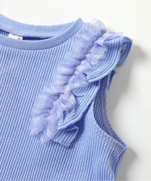 apres les cours(アプレレクール)の「【WEB限定】ワッフルフリルチュールトップス(Tシャツ/カットソー・キッズ・ブラック/アイボリー/サックスブルー/ローズ/オレンジ・80/90/100/110/120/130/140)」の21枚目の写真