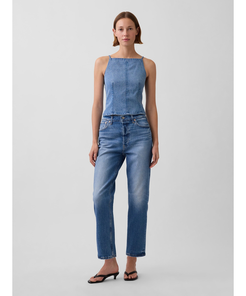 GAP(ギャップ)の「ウルトラソフト デニム シーム スクエアネック トップス(キャミソール・レディース・インディゴブルー・XS/S/M/L/XXS)」の2枚目の写真
