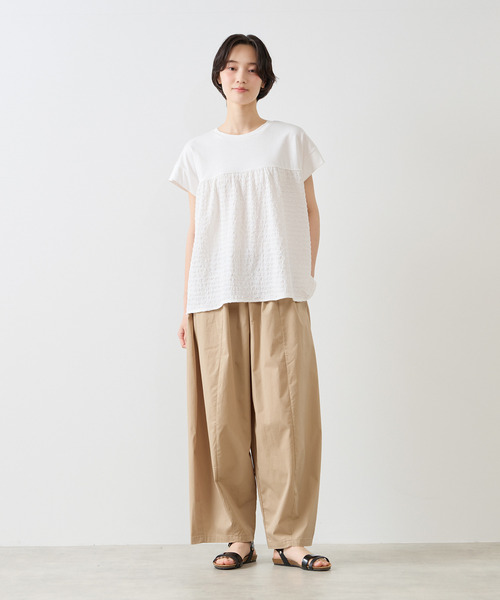 MELROSE claire(メルローズ クレール)の「【天竺切り替えふくれ地柄プルオーバー】(Tシャツ/カットソー・レディース・オフホワイト/ブルー/チャコールグレー・FREE)」の5枚目の写真