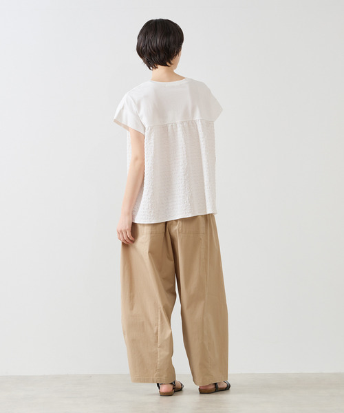 MELROSE claire(メルローズ クレール)の「【天竺切り替えふくれ地柄プルオーバー】(Tシャツ/カットソー・レディース・オフホワイト/ブルー/チャコールグレー・FREE)」の8枚目の写真