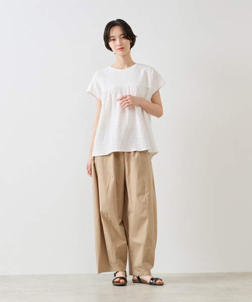 MELROSE claire(メルローズ クレール)の「【天竺切り替えふくれ地柄プルオーバー】(Tシャツ/カットソー・レディース・オフホワイト/ブルー/チャコールグレー・FREE)」の11枚目の写真