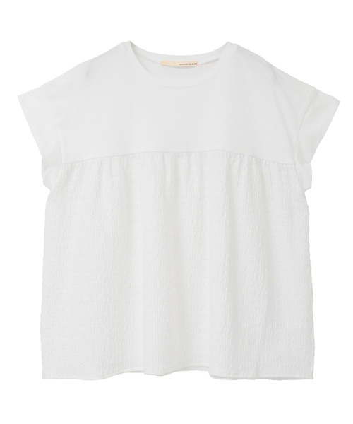 MELROSE claire(メルローズ クレール)の「【天竺切り替えふくれ地柄プルオーバー】(Tシャツ/カットソー・レディース・オフホワイト/ブルー/チャコールグレー・FREE)」の12枚目の写真