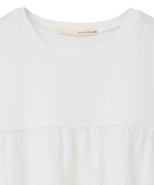 MELROSE claire(メルローズ クレール)の「【天竺切り替えふくれ地柄プルオーバー】(Tシャツ/カットソー・レディース・オフホワイト/ブルー/チャコールグレー・FREE)」の14枚目の写真