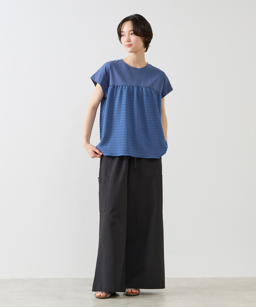 MELROSE claire(メルローズ クレール)の「【天竺切り替えふくれ地柄プルオーバー】(Tシャツ/カットソー・レディース・オフホワイト/ブルー/チャコールグレー・FREE)」の18枚目の写真