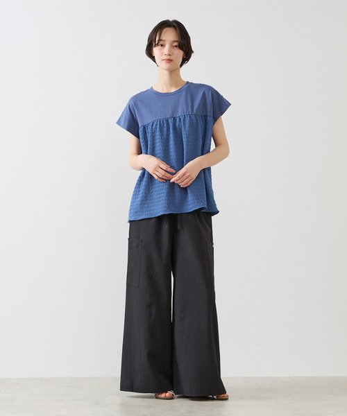 MELROSE claire(メルローズ クレール)の「【天竺切り替えふくれ地柄プルオーバー】(Tシャツ/カットソー・レディース・オフホワイト/ブルー/チャコールグレー・FREE)」の19枚目の写真
