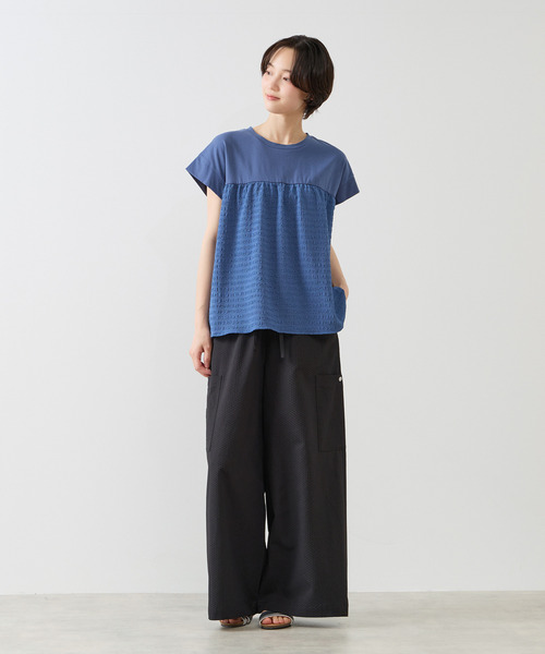 MELROSE claire(メルローズ クレール)の「【天竺切り替えふくれ地柄プルオーバー】(Tシャツ/カットソー・レディース・オフホワイト/ブルー/チャコールグレー・FREE)」の20枚目の写真