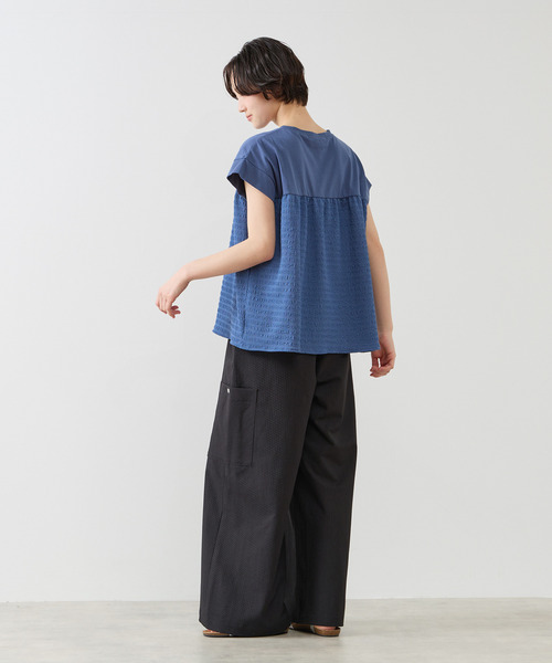 MELROSE claire(メルローズ クレール)の「【天竺切り替えふくれ地柄プルオーバー】(Tシャツ/カットソー・レディース・オフホワイト/ブルー/チャコールグレー・FREE)」の22枚目の写真