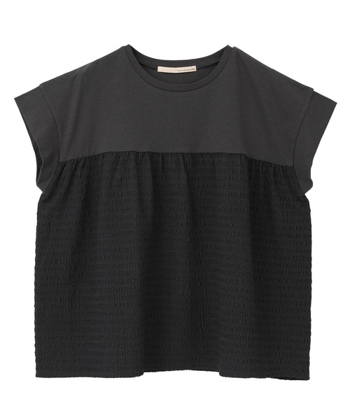 MELROSE claire(メルローズ クレール)の「【天竺切り替えふくれ地柄プルオーバー】(Tシャツ/カットソー・レディース・オフホワイト/ブルー/チャコールグレー・FREE)」の4枚目の写真