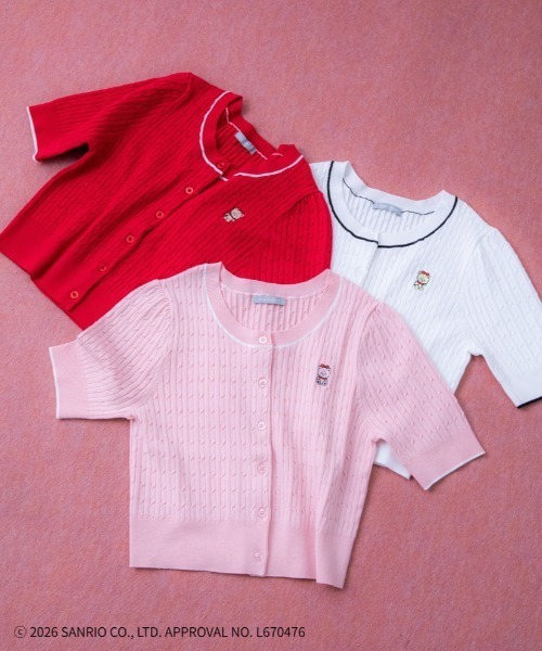 JILL by JILL STUART(ジルバイジルスチュアート)の「<タイニーチャムコラボ>ミニケーブルカーデトップス(ニット/セーター・レディース・ネイビー/グレー/レッド/ピンク/ホワイト/グリーン・FREE)」の5枚目の写真